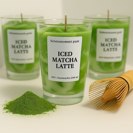 Getränke Kerze: ICED-Matcha-Latte – Duftkerze aus Sojawachs