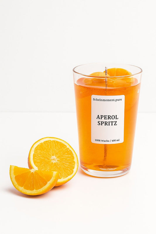 Getränkekerze: Aperol Spritz – Duftkerze aus Sojawachs