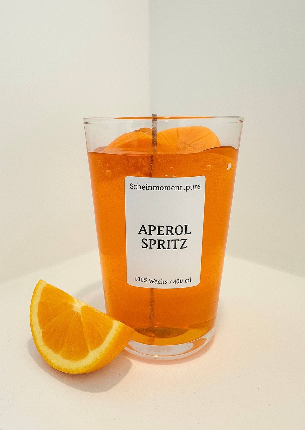 Getränkekerze: Aperol Spritz – Duftkerze aus Sojawachs