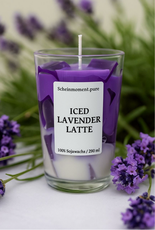 Getränke Kerze: ICED-Lavender – Latte Duftkerze aus Sojawachs