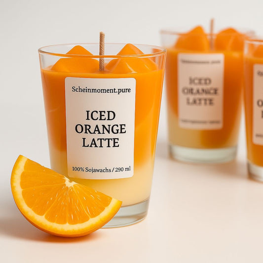 Getränke Kerze: ICED-Orange-Latte – Duftkerze aus Sojawachs