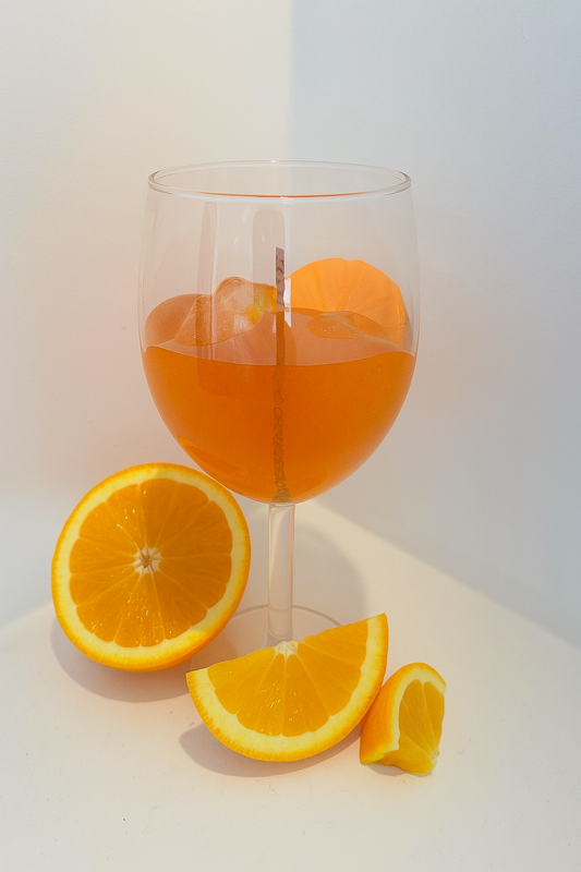 Getränke Kerze: Aperol Spritz – Duftkerze aus Sojawachs WEINGLAS