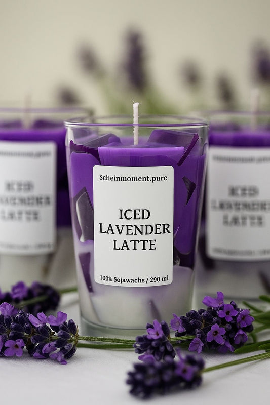 Getränke Kerze: ICED-Lavender – Latte Duftkerze aus Sojawachs